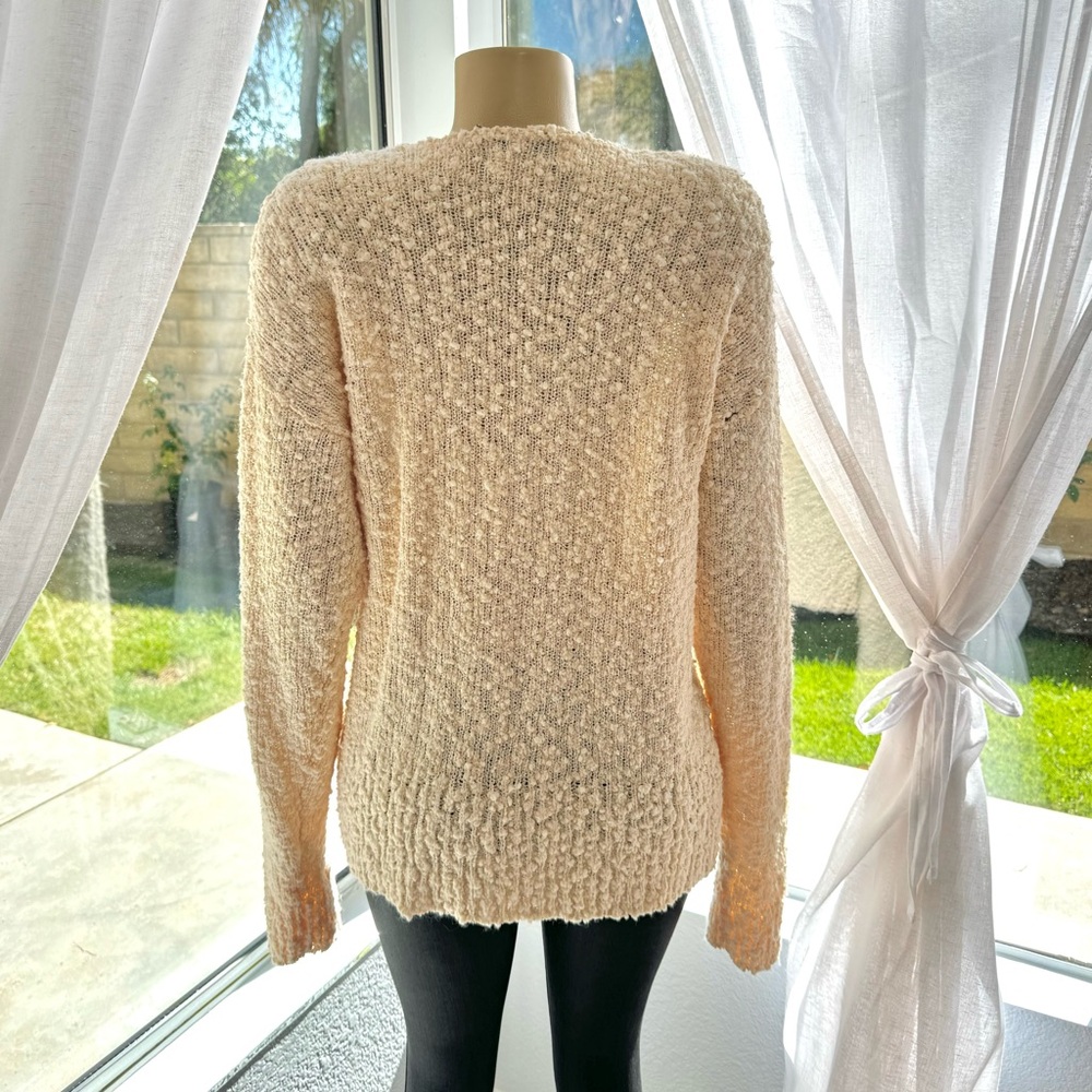 1990s Vintage Oriana Italia Blush Knit Sweater Size S Small Beaded - Picture 4 of 8